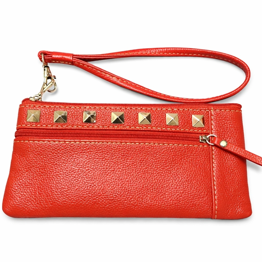 Red Studded Wristlet Clutch - Picture 8 of 8
